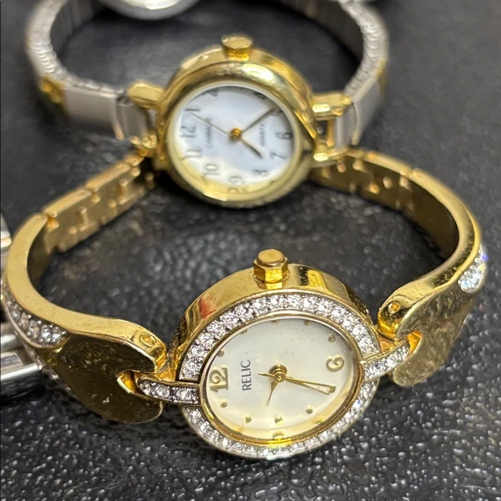 Stainless Steel Watch Bundle Silver Gold Need Battery Various Brands Lot of 7
